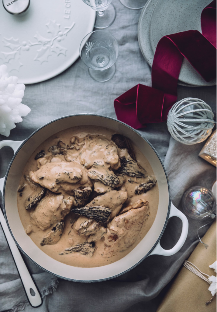 Poulet aux morilles recette de noël styliste culinaire Lyon 